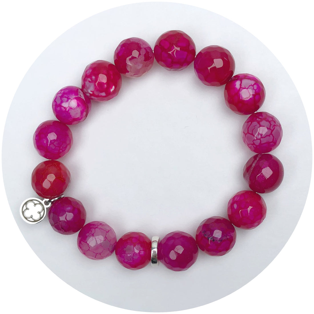 Fuchsia Jade with Silver Spacer