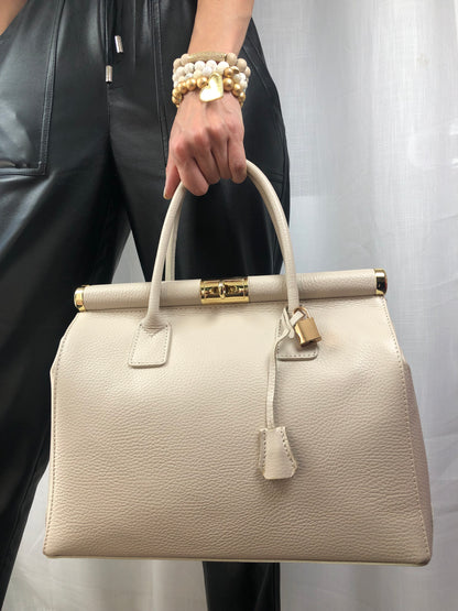 Caterina Creme Leather Handbag