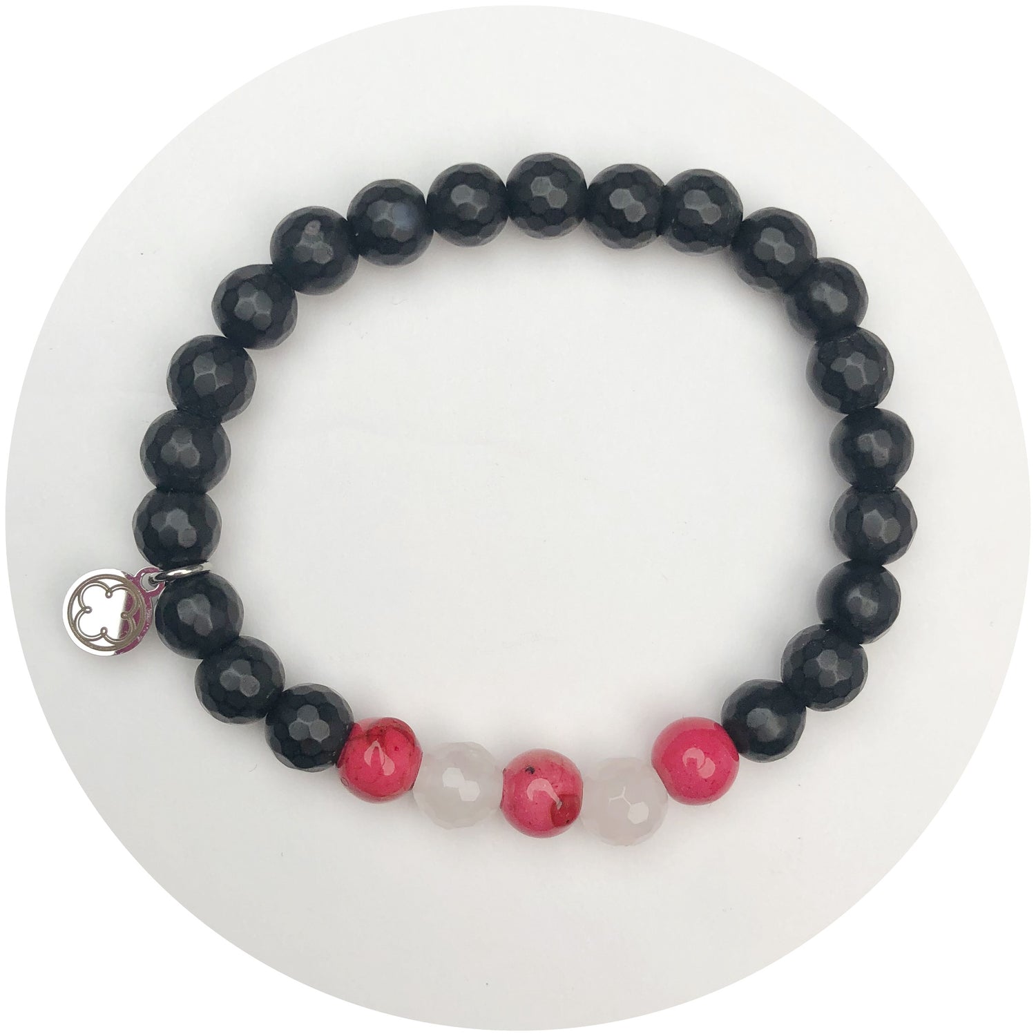 Midnight Agate with Magenta and Light Rose Jade Mix