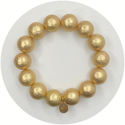 Solid Hammered 22k Gold Plated Brass Bracelet