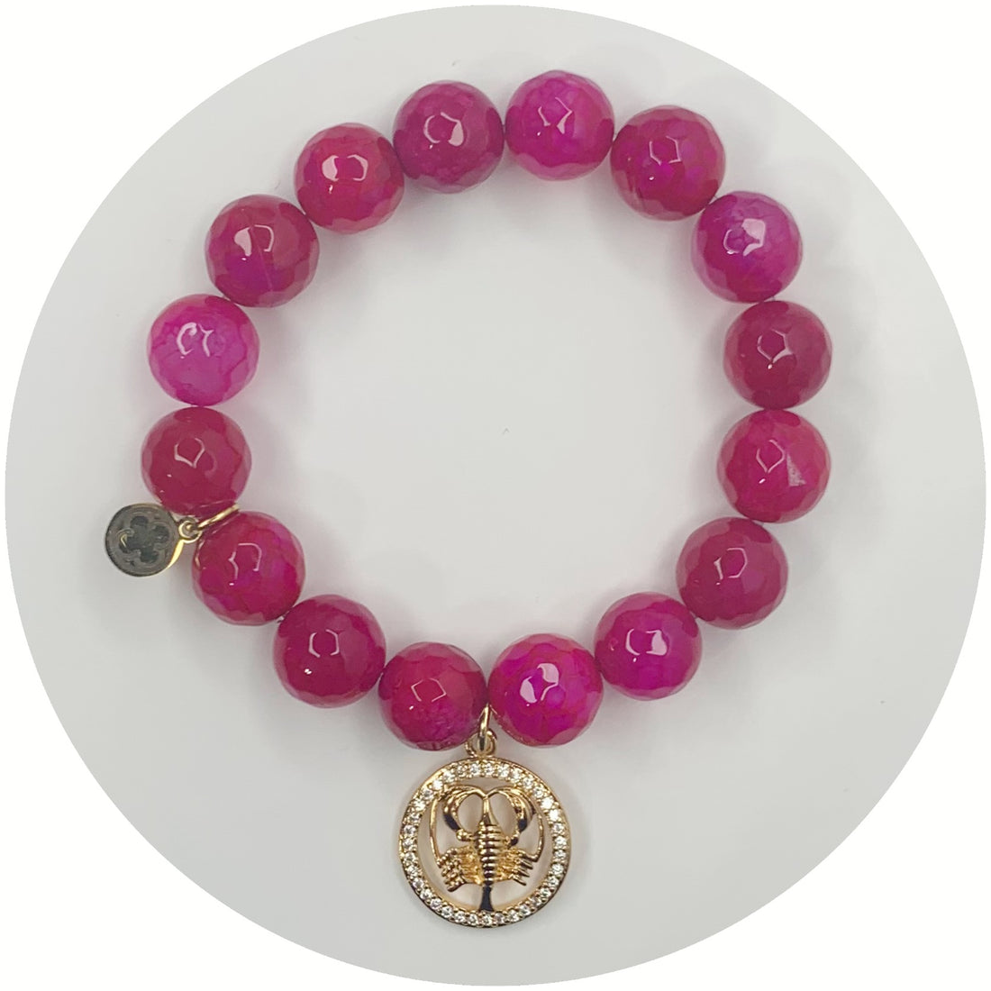 Magenta Jade with Cancer Zodiac Pendant