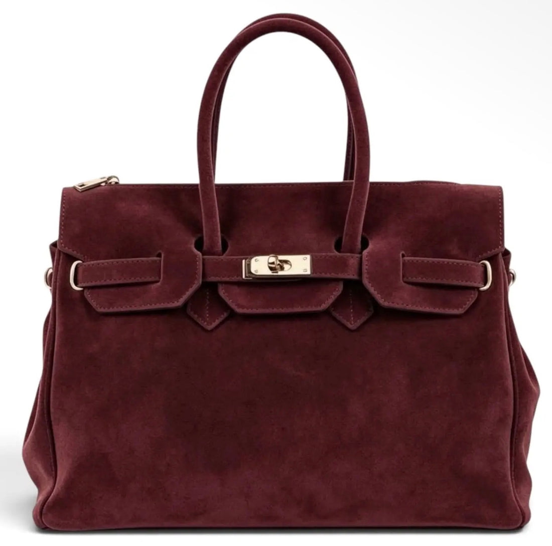 Monica Marsala Natural Suede Handbag