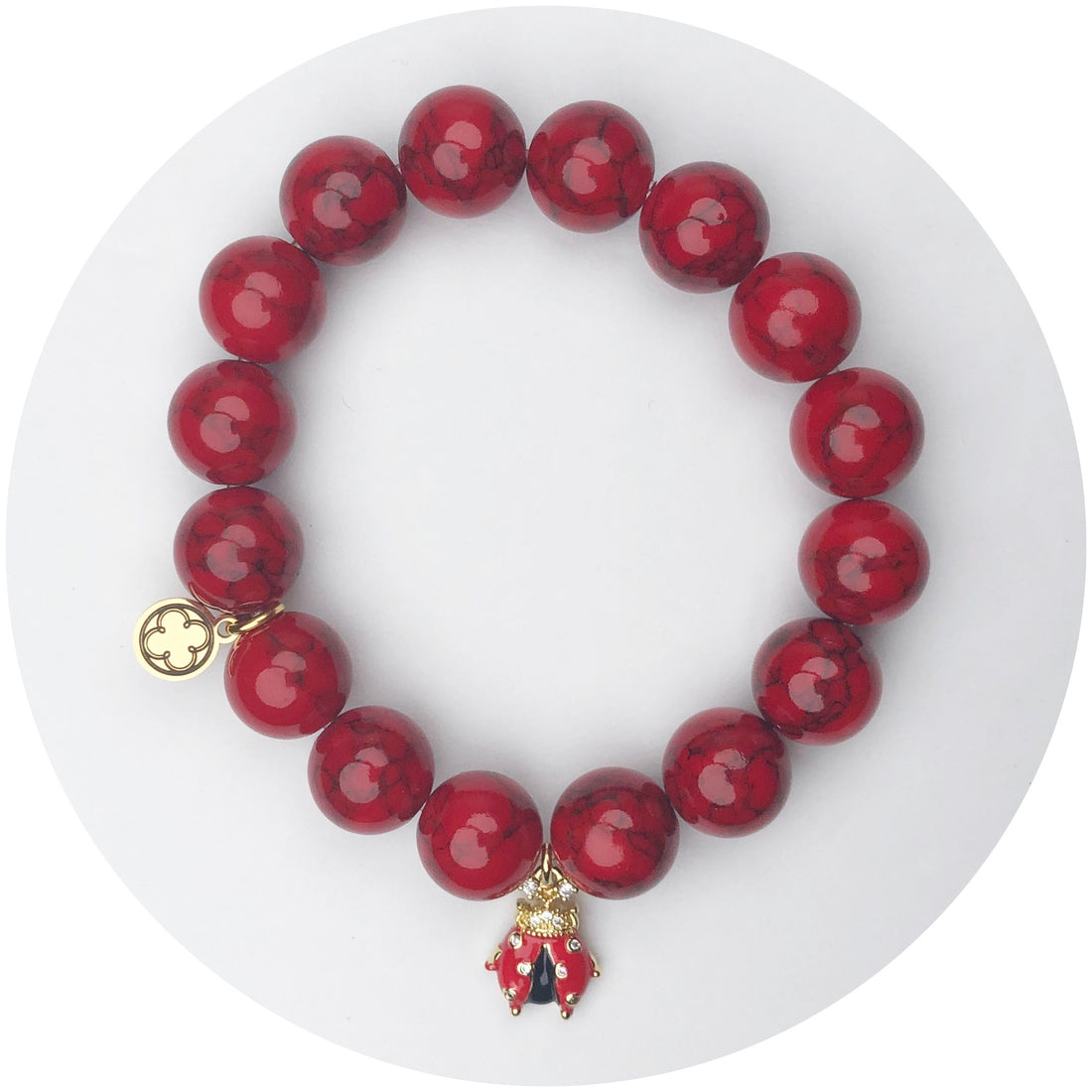 Red Howlite with Pavé Lady Bug Pendant