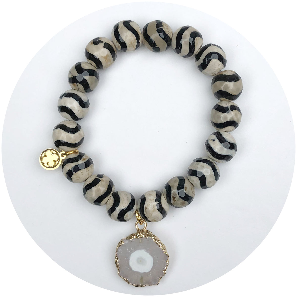 Dark Obsidian Wave with White Quartz Pendant