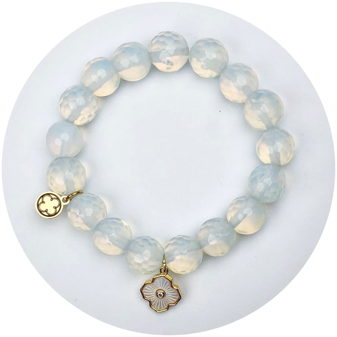Opalite with Roaring Mother of Pearl Clover Pendant