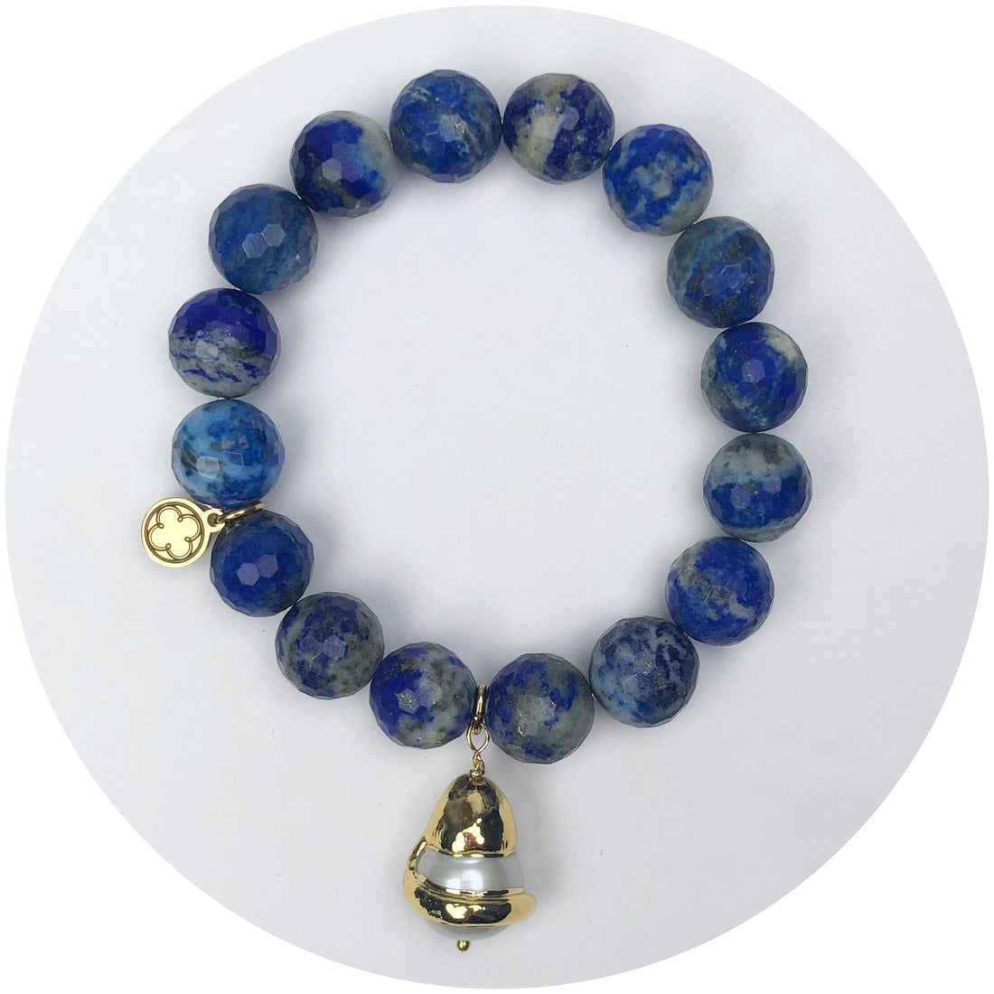 Blue Cobalt Jasper with Pearl Bezel Pendant