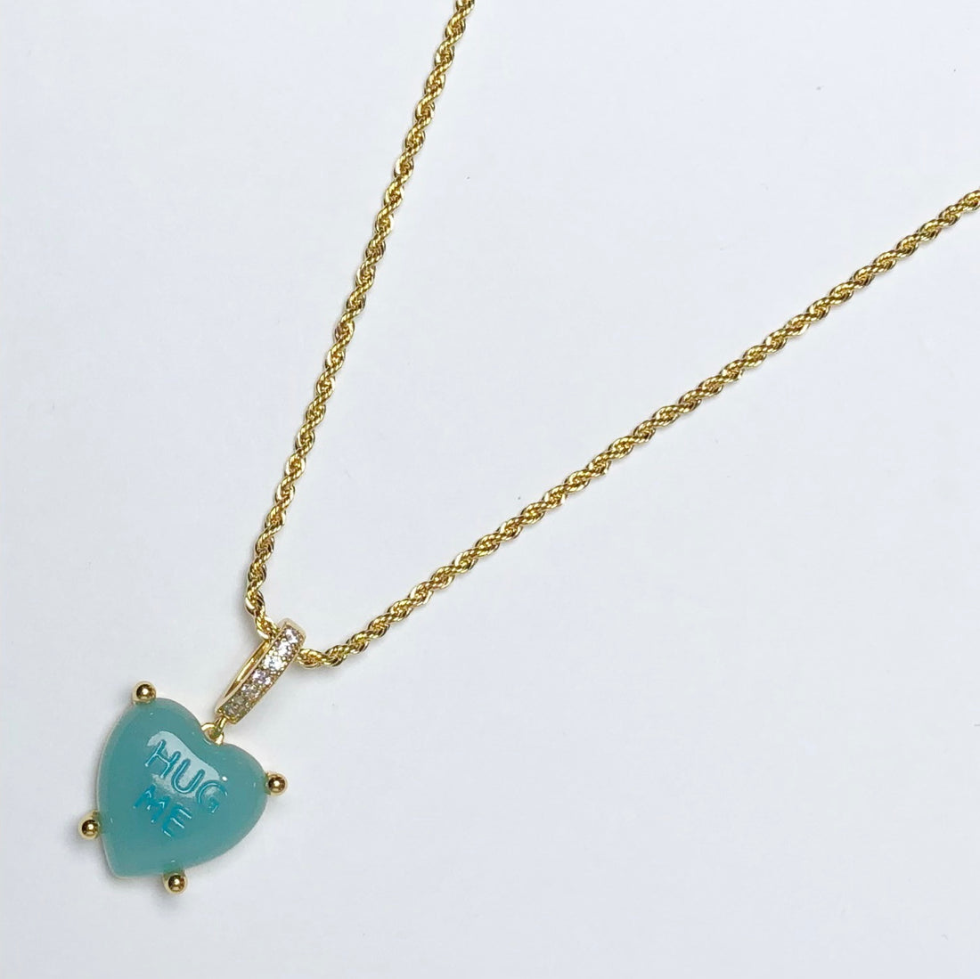 Turquoise &quot;Hug Me&quot; Candy Heart Necklace