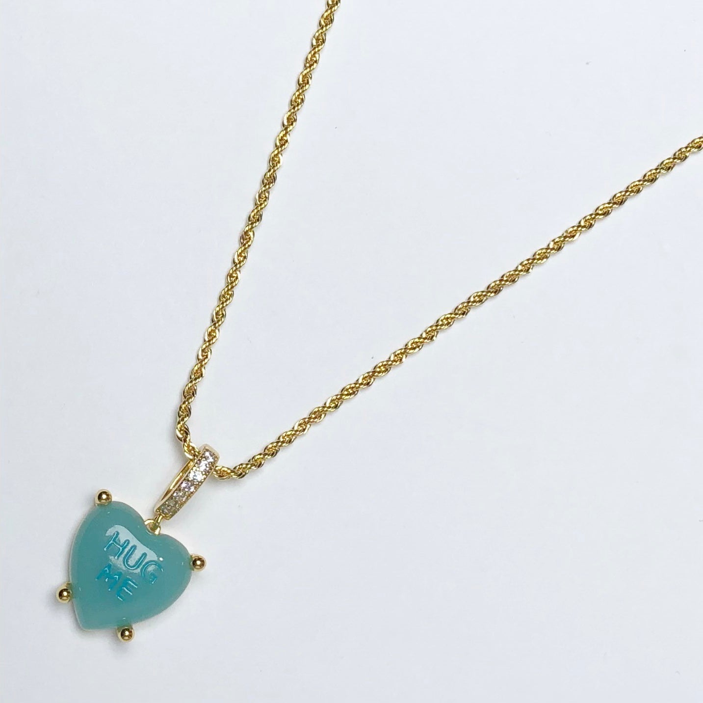 Turquoise &quot;Hug Me&quot; Candy Heart Necklace