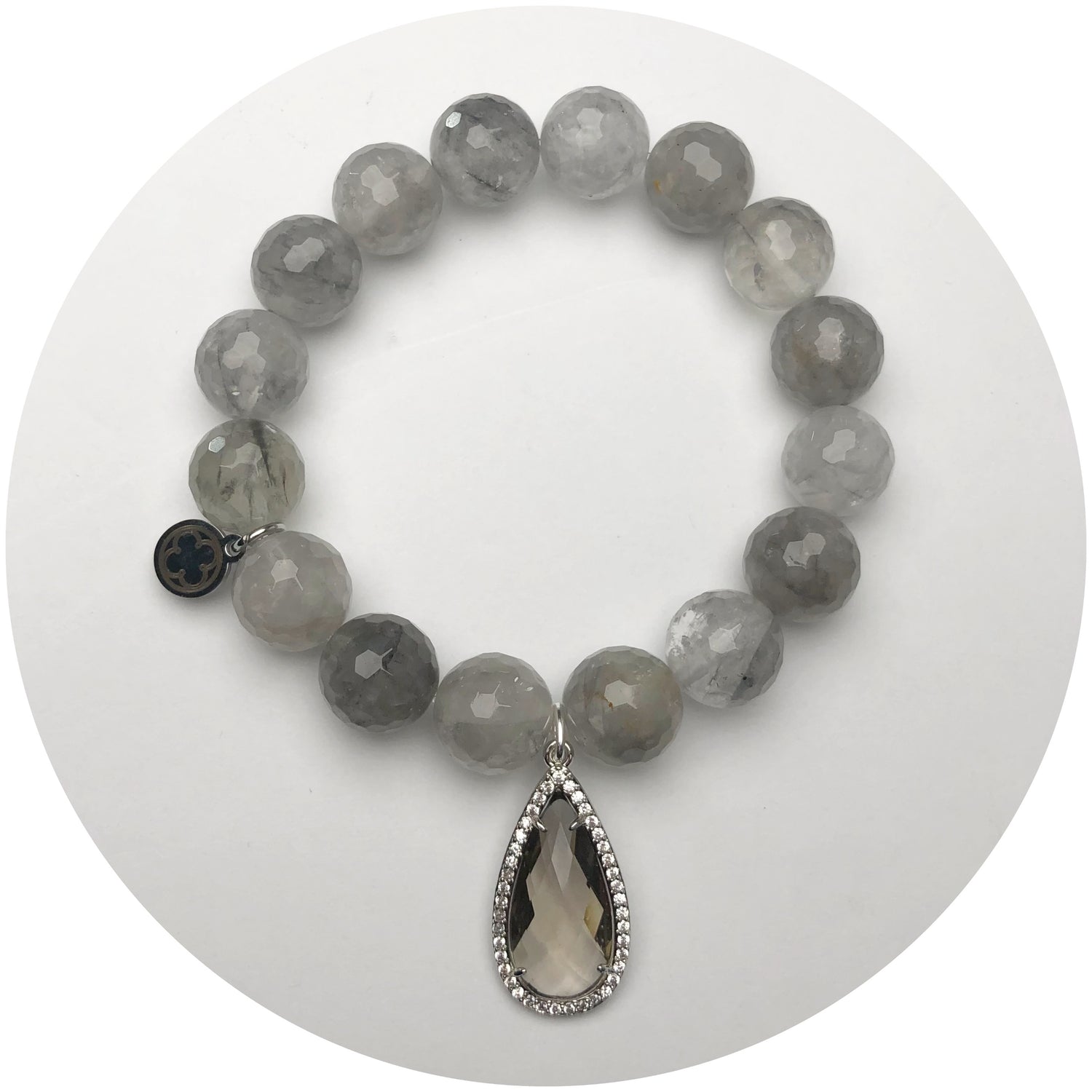 Grey Quartz with Pavé Grey Crystal Point Pendant