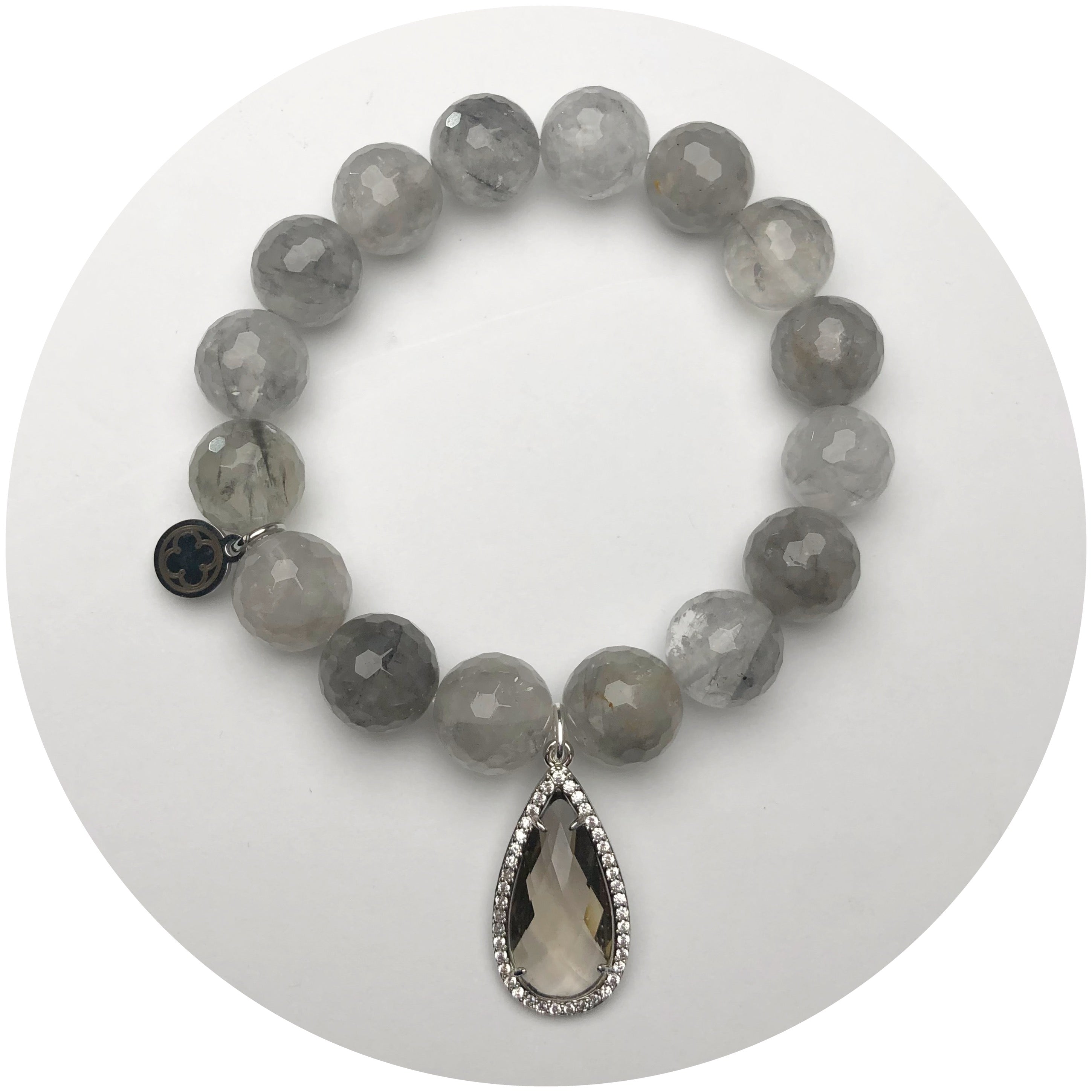 Grey Quartz with Pavé Grey Crystal Point Pendant