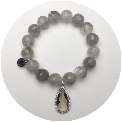 Grey Quartz with Pavé Grey Crystal Point Pendant