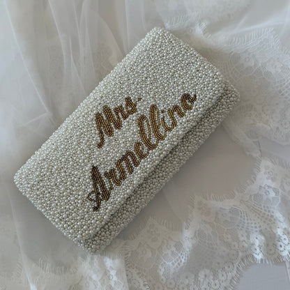 Bettina Beaded Pearl Bridal Customizable Clutch