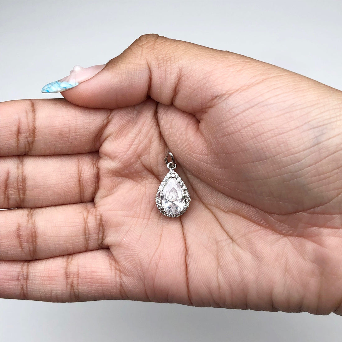 Pavé Silver Teardrop Pendant