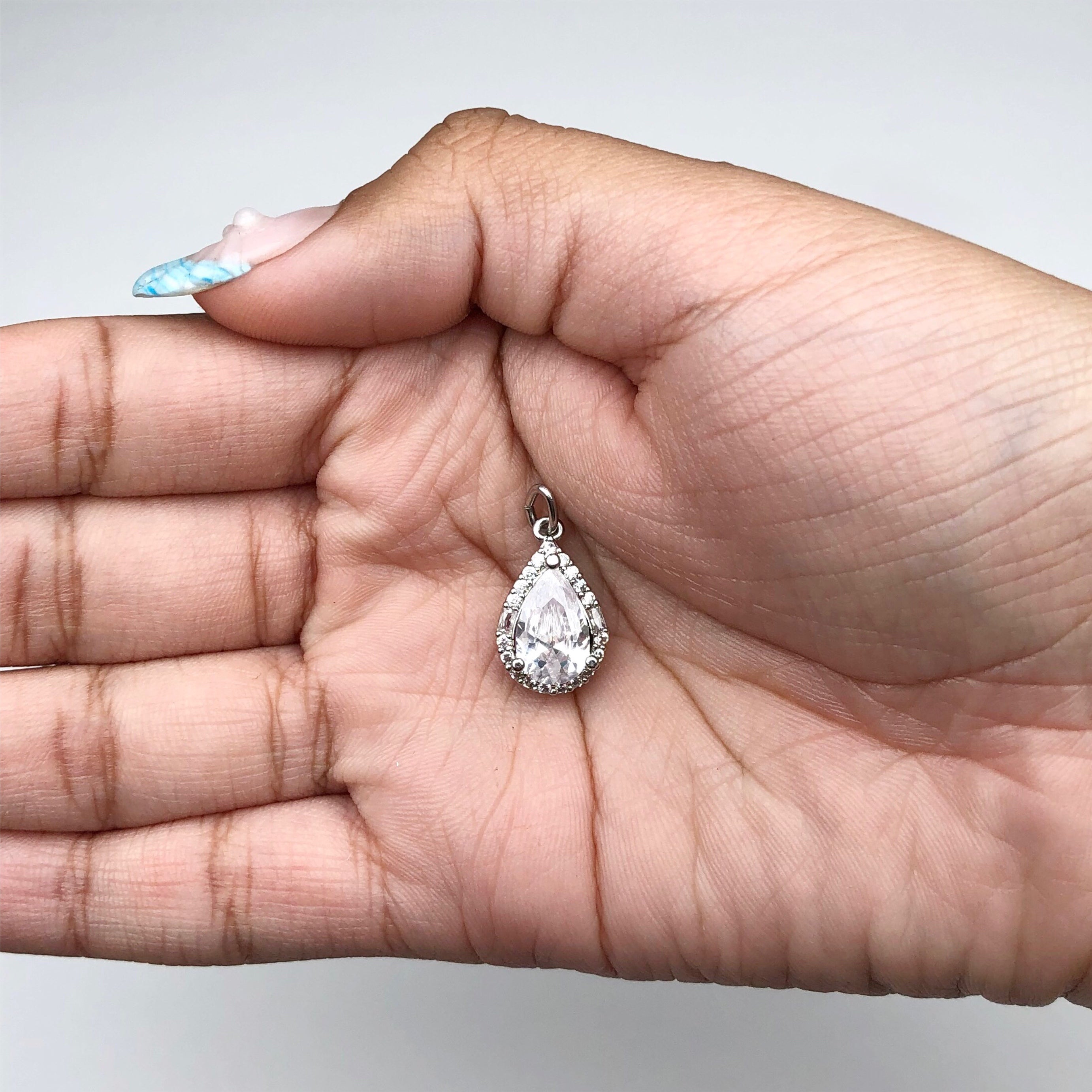 Pavé Silver Teardrop Pendant