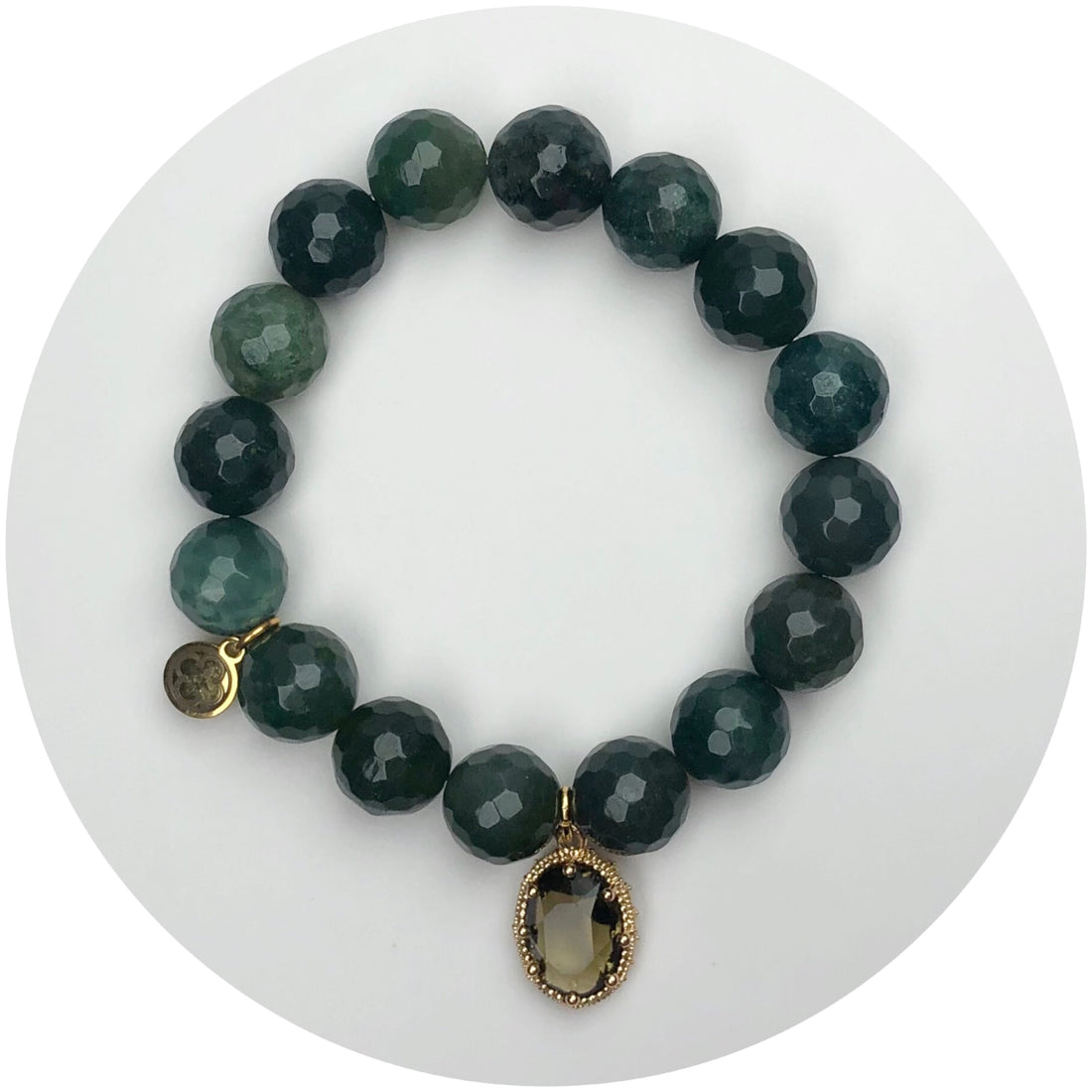 Moss Green Jade with Pavé Topaz Glass Teardrop