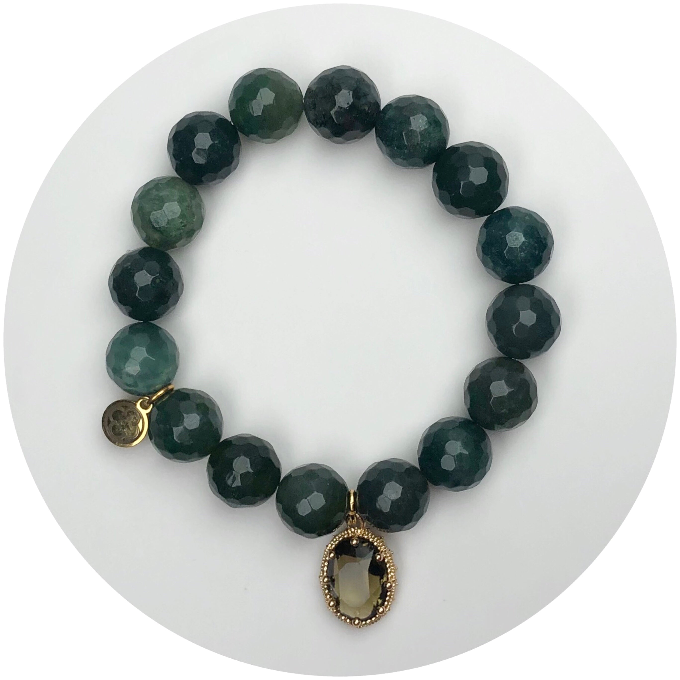 Moss Green Jade with Pavé Topaz Glass Teardrop