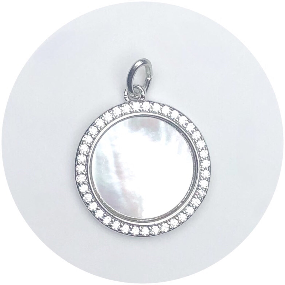 Mother of Pearl Silver Pavé Disc