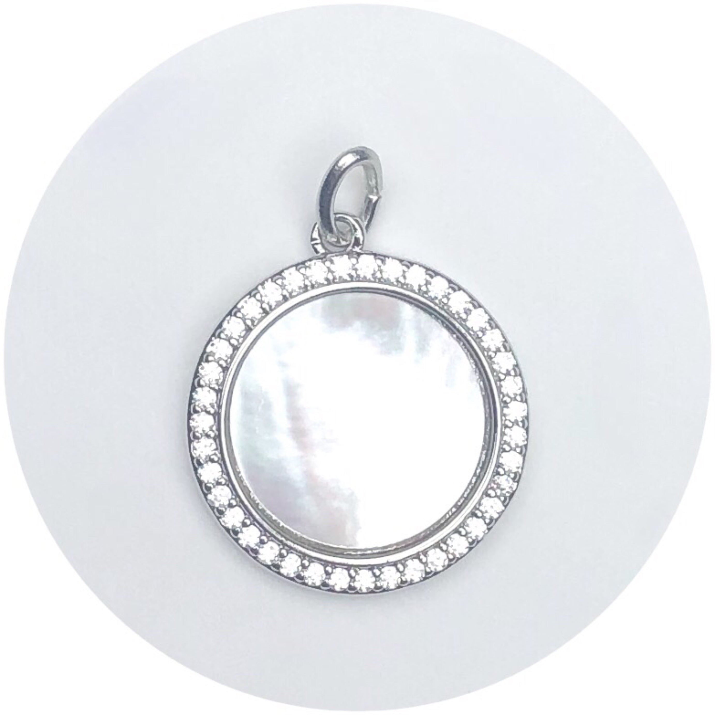 Mother of Pearl Silver Pavé Disc