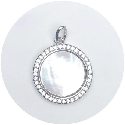 Mother of Pearl Silver Pavé Disc