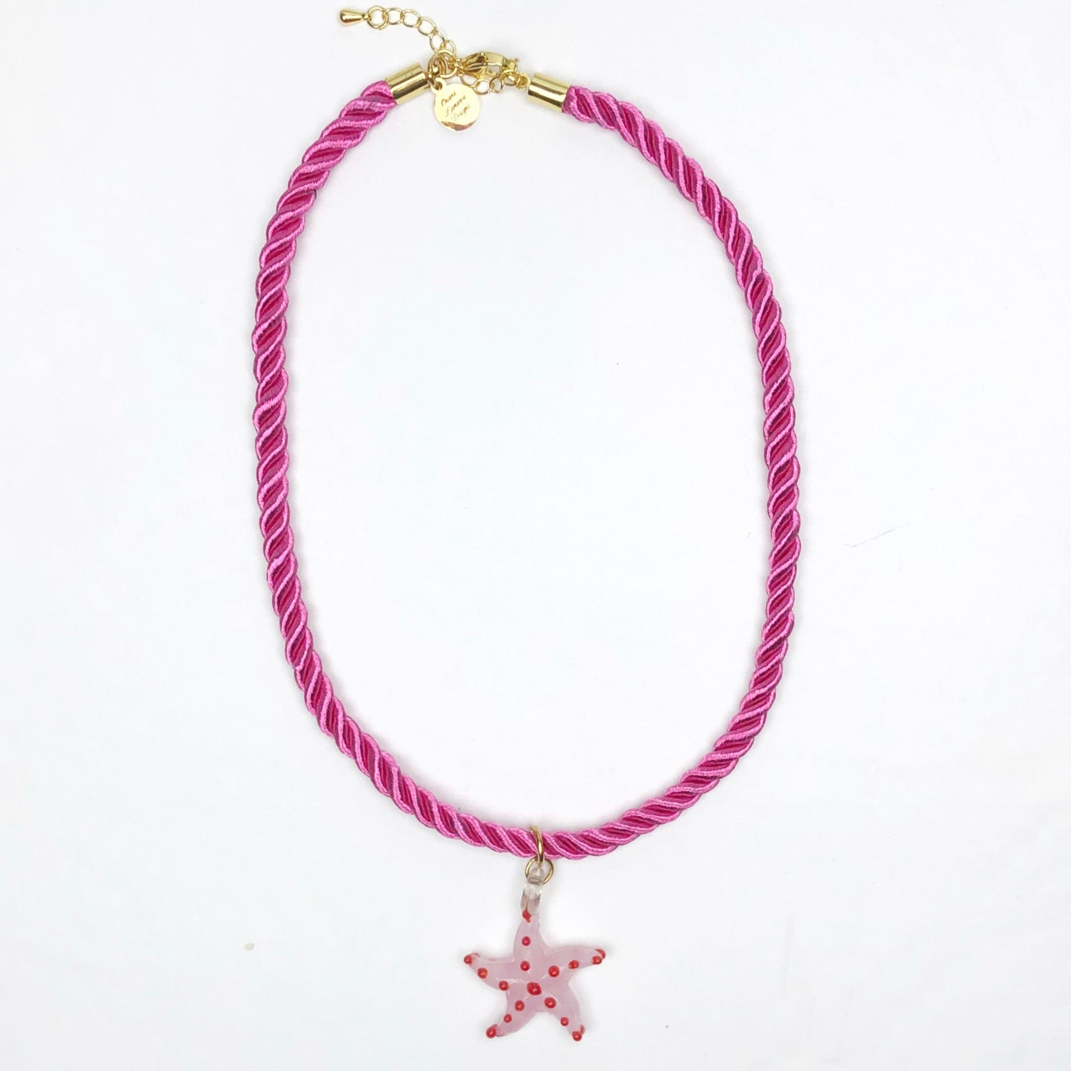 Stellina Magenta Rope with Pink Starfish Necklace
