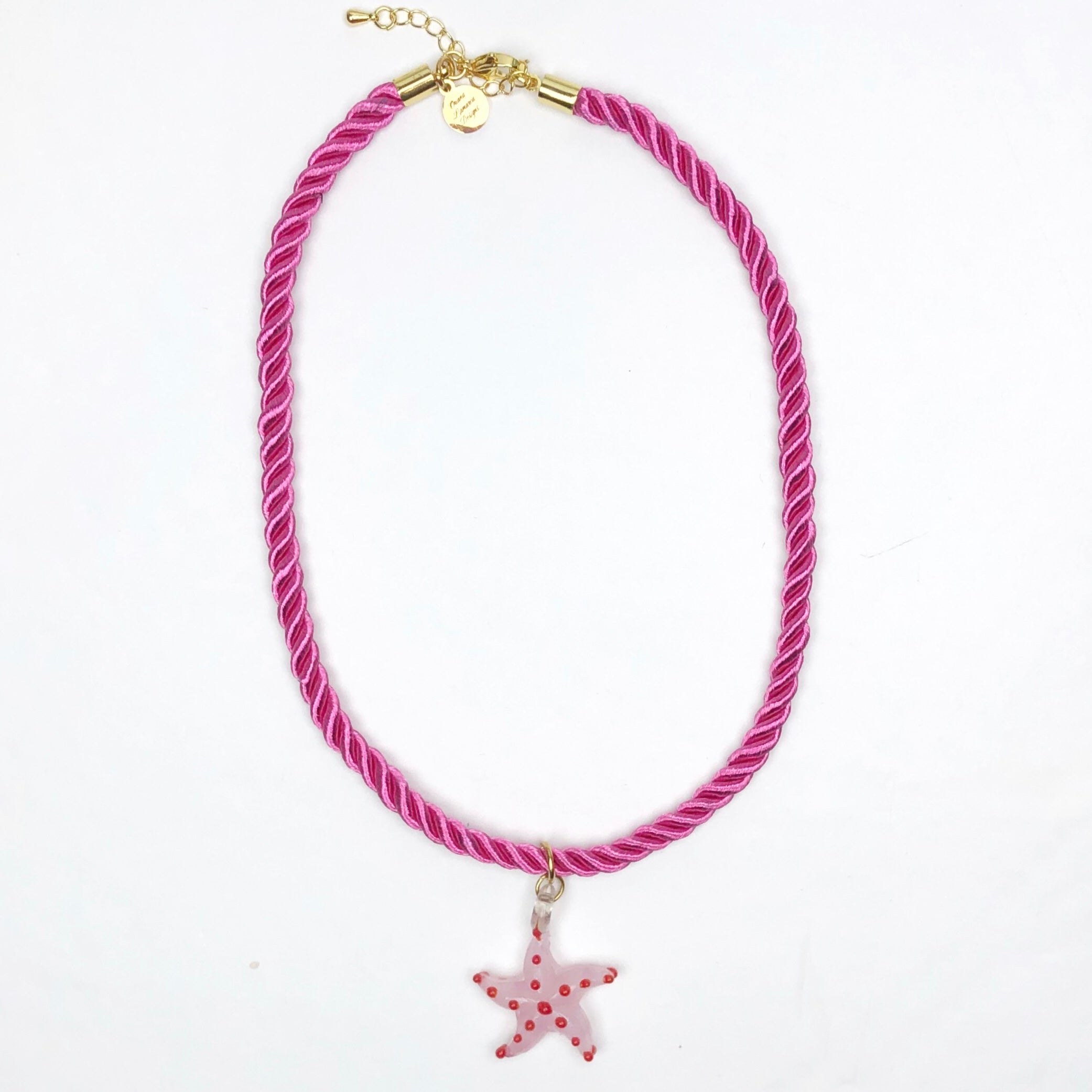 Stellina Magenta Rope with Pink Starfish Necklace