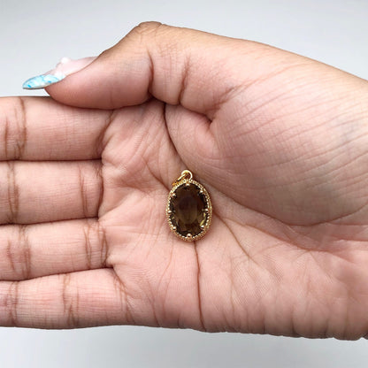 Pavé Topaz Glass Teardrop Pendant