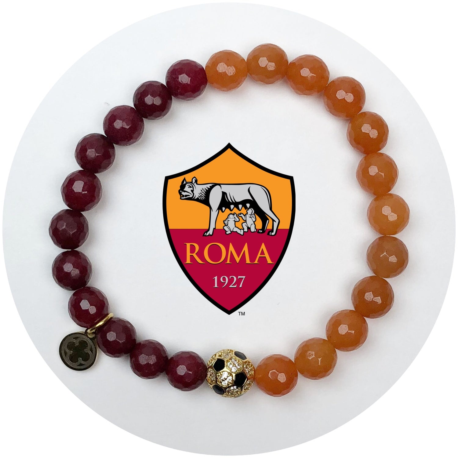 Roma Mens Marsala Jade and Brown Aventurine with Pavé Soccer Ball