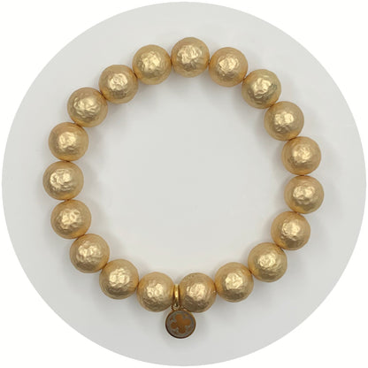 Solid Hammered 22k Gold Plated Brass Bracelet