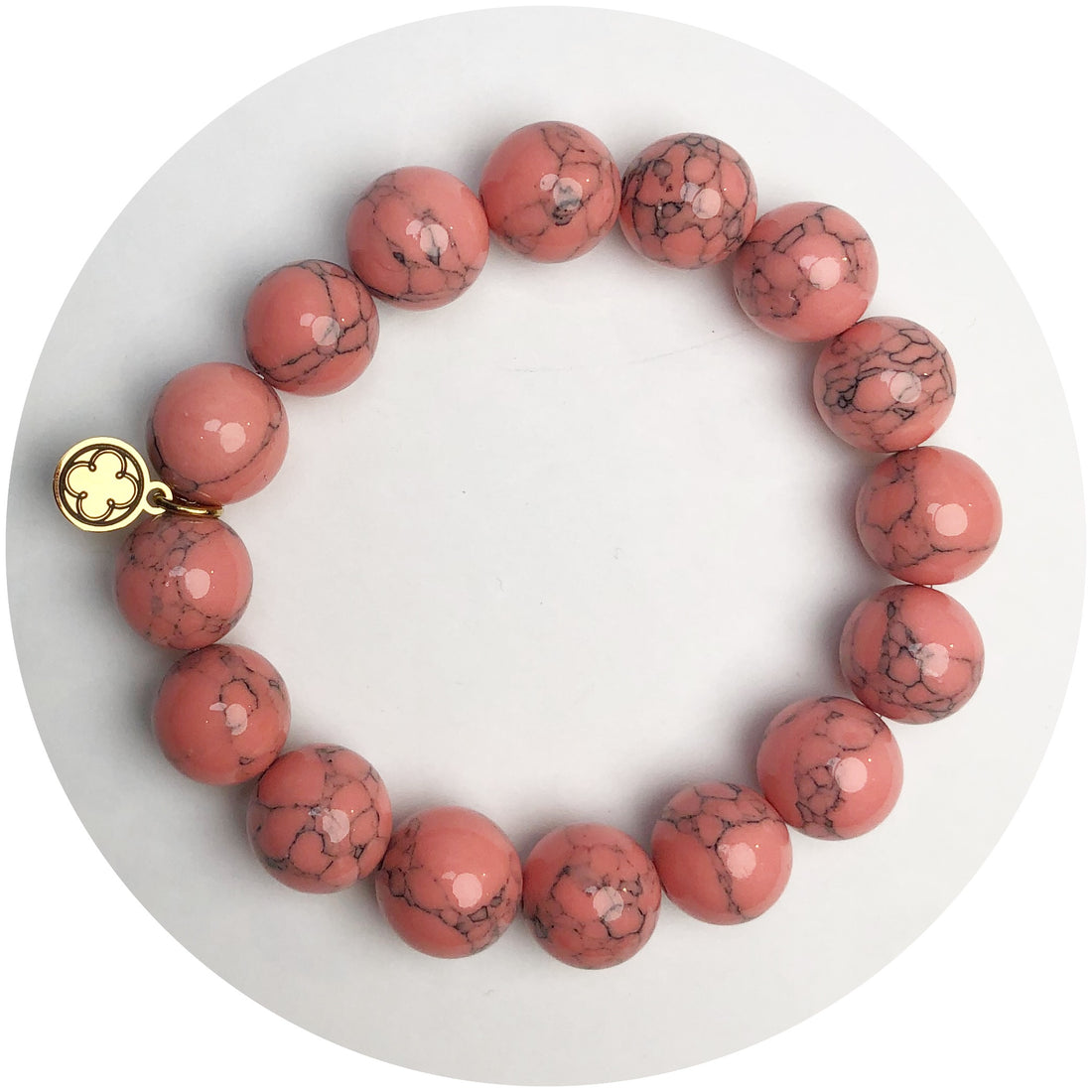 Coral Pink Howlite Beaded Bracelet