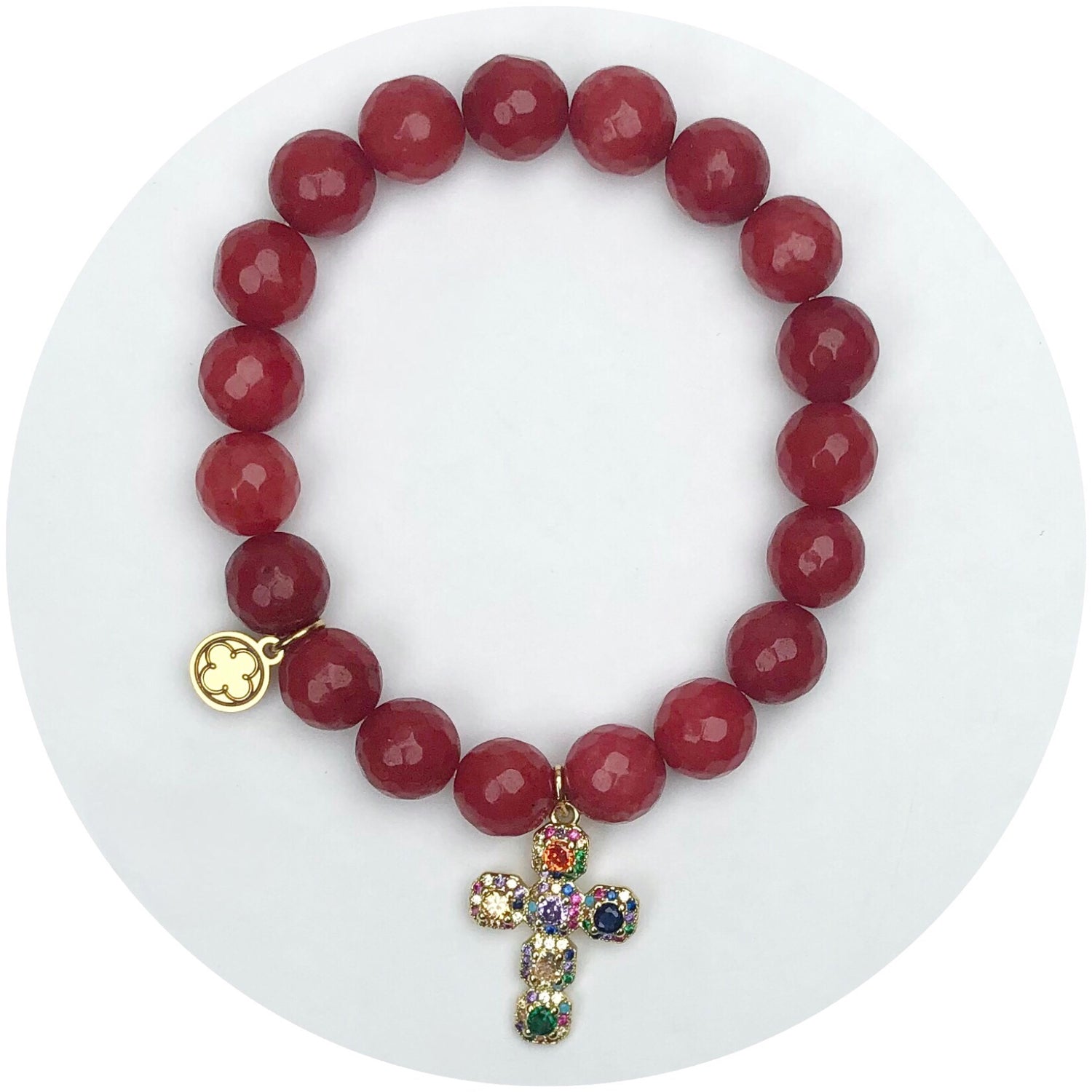 Marsala Jade with Rainbow Baguette Cross