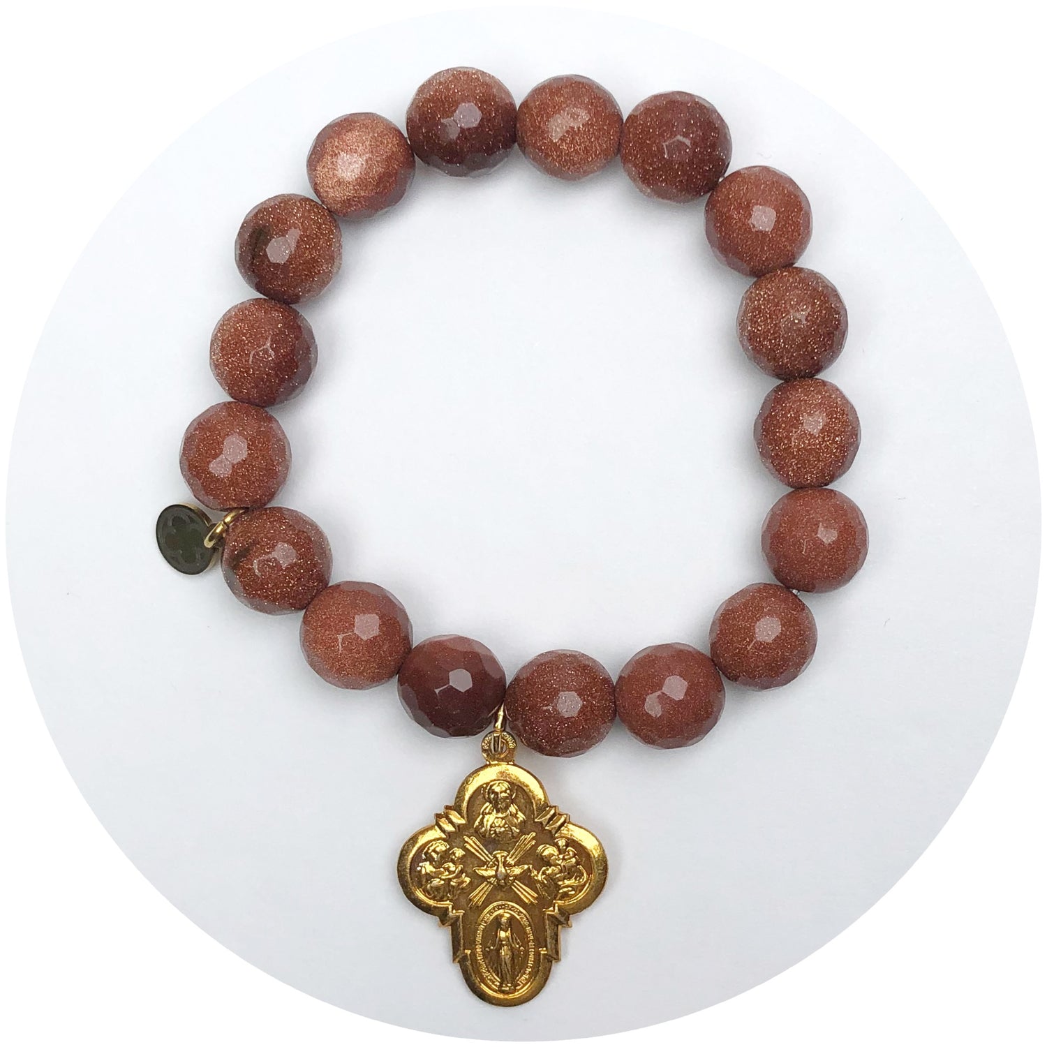 Caramel Topaz Stone With Gold Sacred Shield Pendant