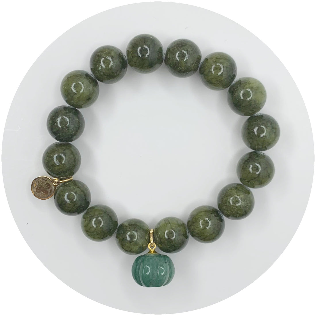 Olive Riverstone with Green Agate Pumpkin Pendant