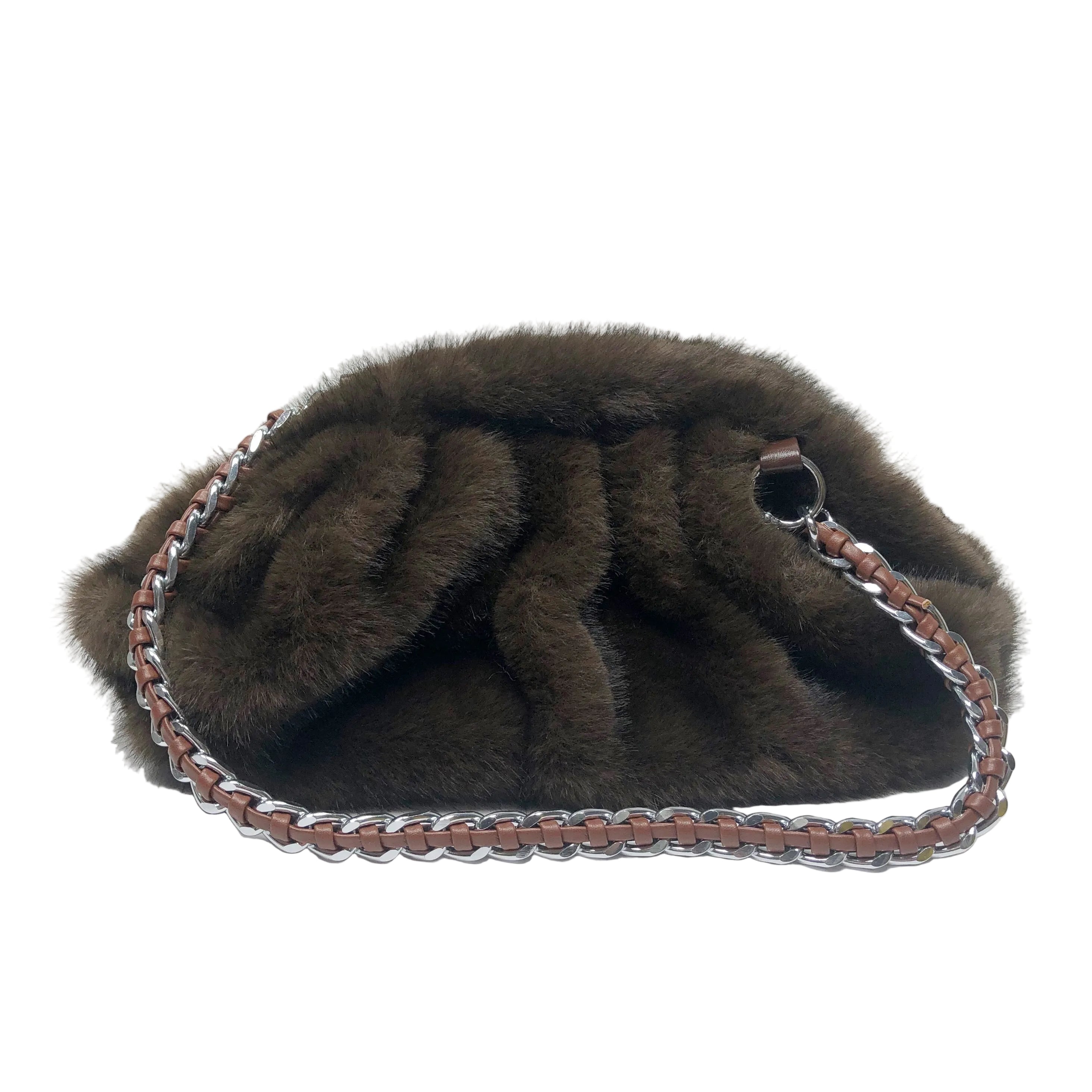 La Nuvola Brown Faux Mink Bag