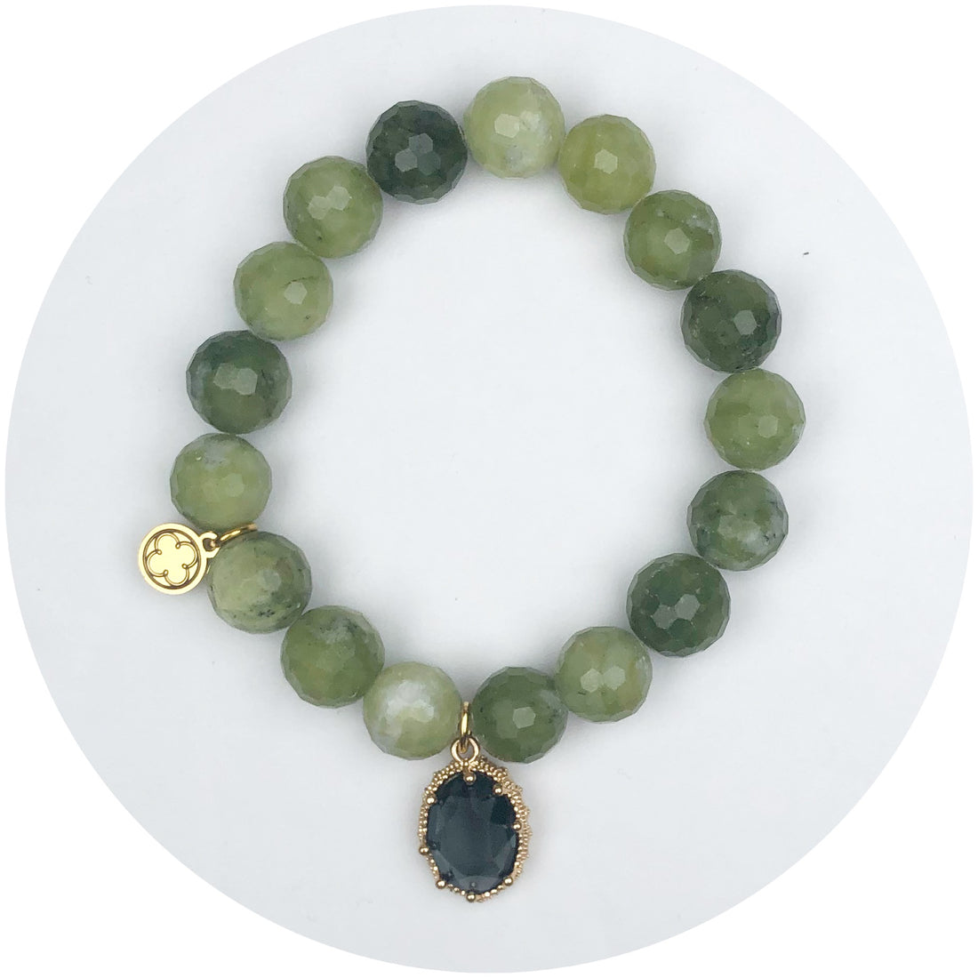 Verdant Mist Stone with Grey Glass Pendant