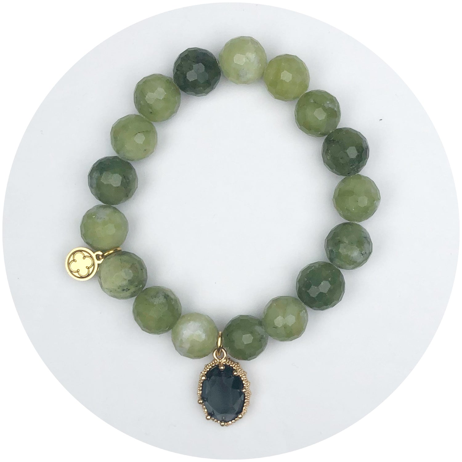 Verdant Mist Stone with Grey Glass Pendant