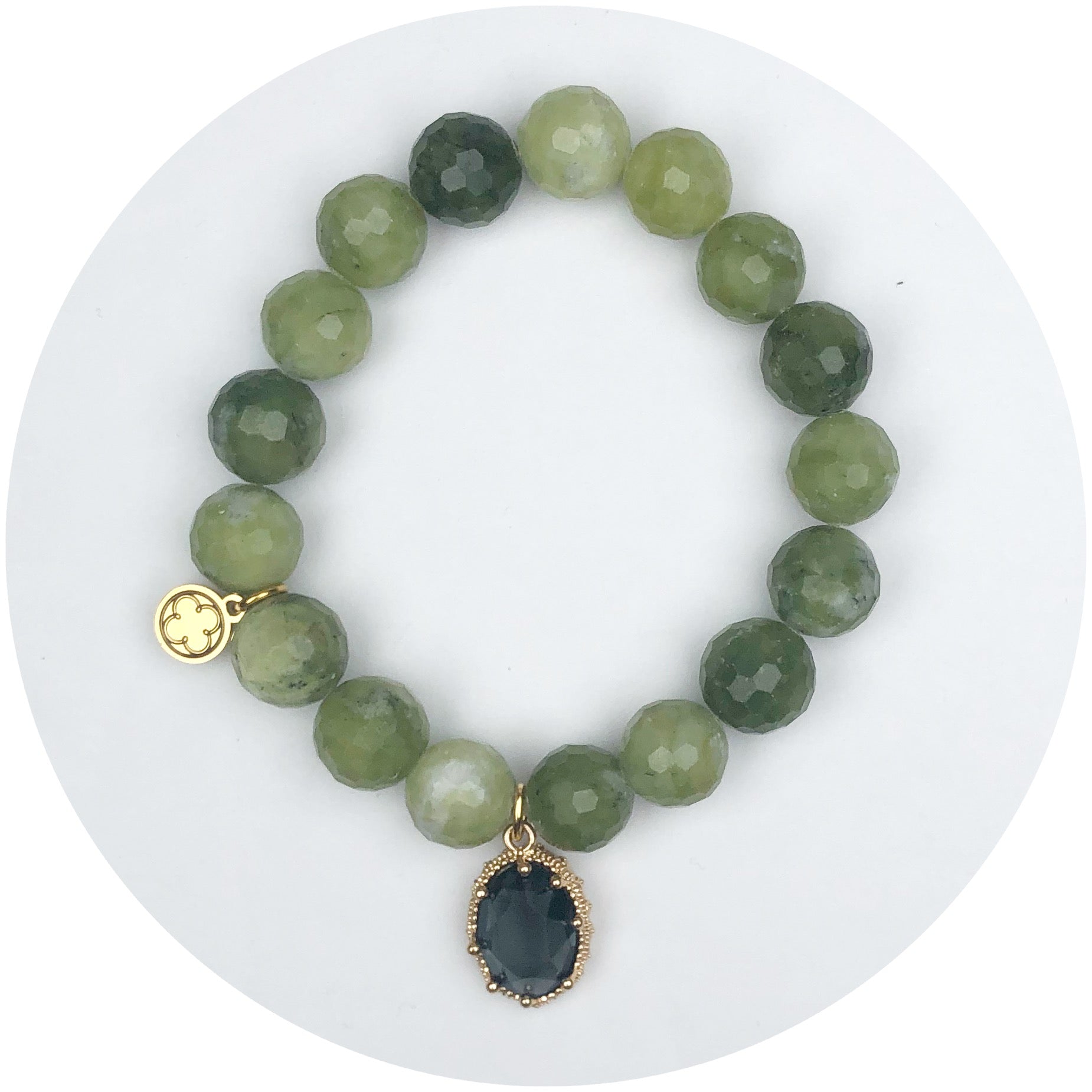 Verdant Mist Stone with Grey Glass Pendant