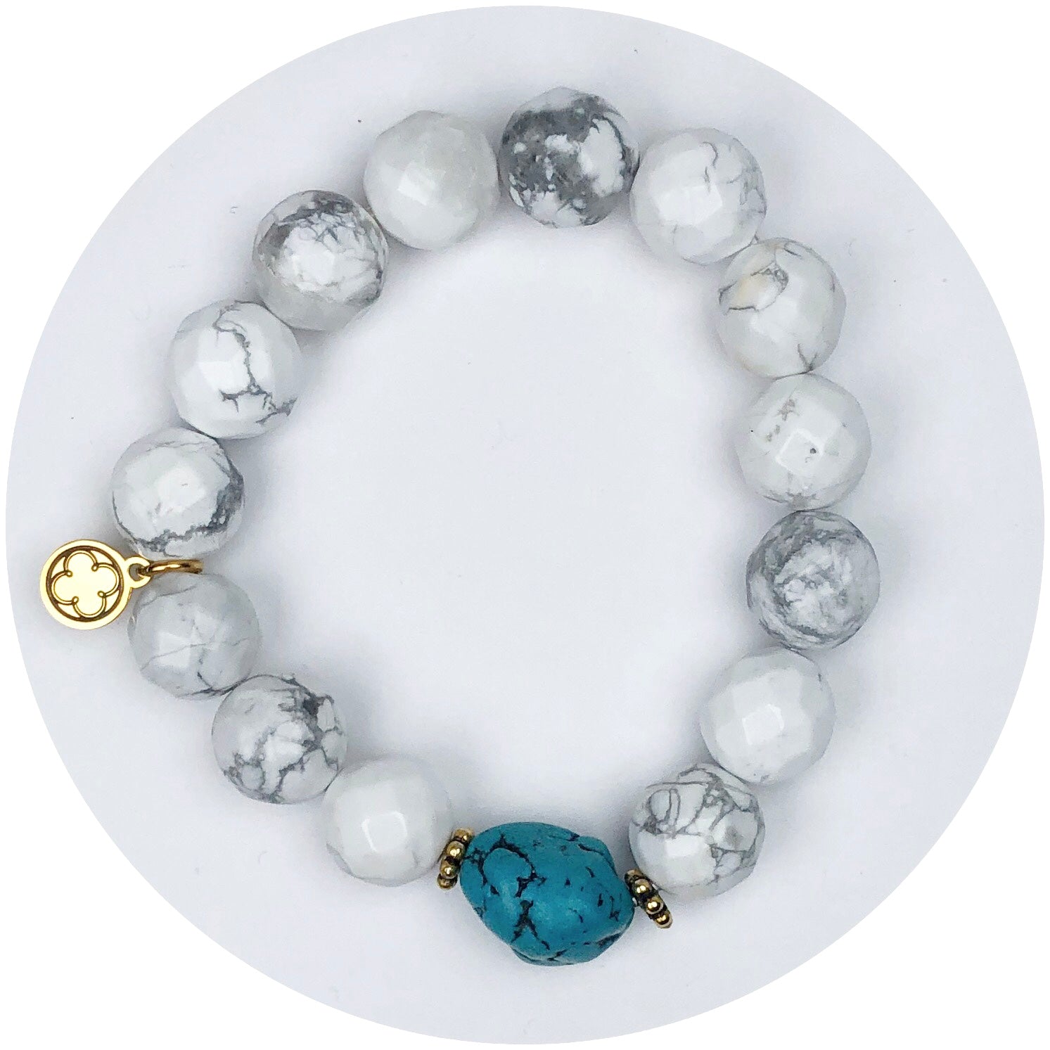 Phantom White Agate with Turquoise Stone Accent