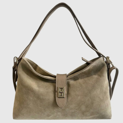 Sarina Taupe Suede Shoulder Bag