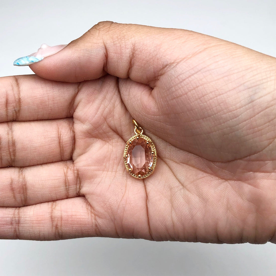 Pavé Peach Crystal Pendant