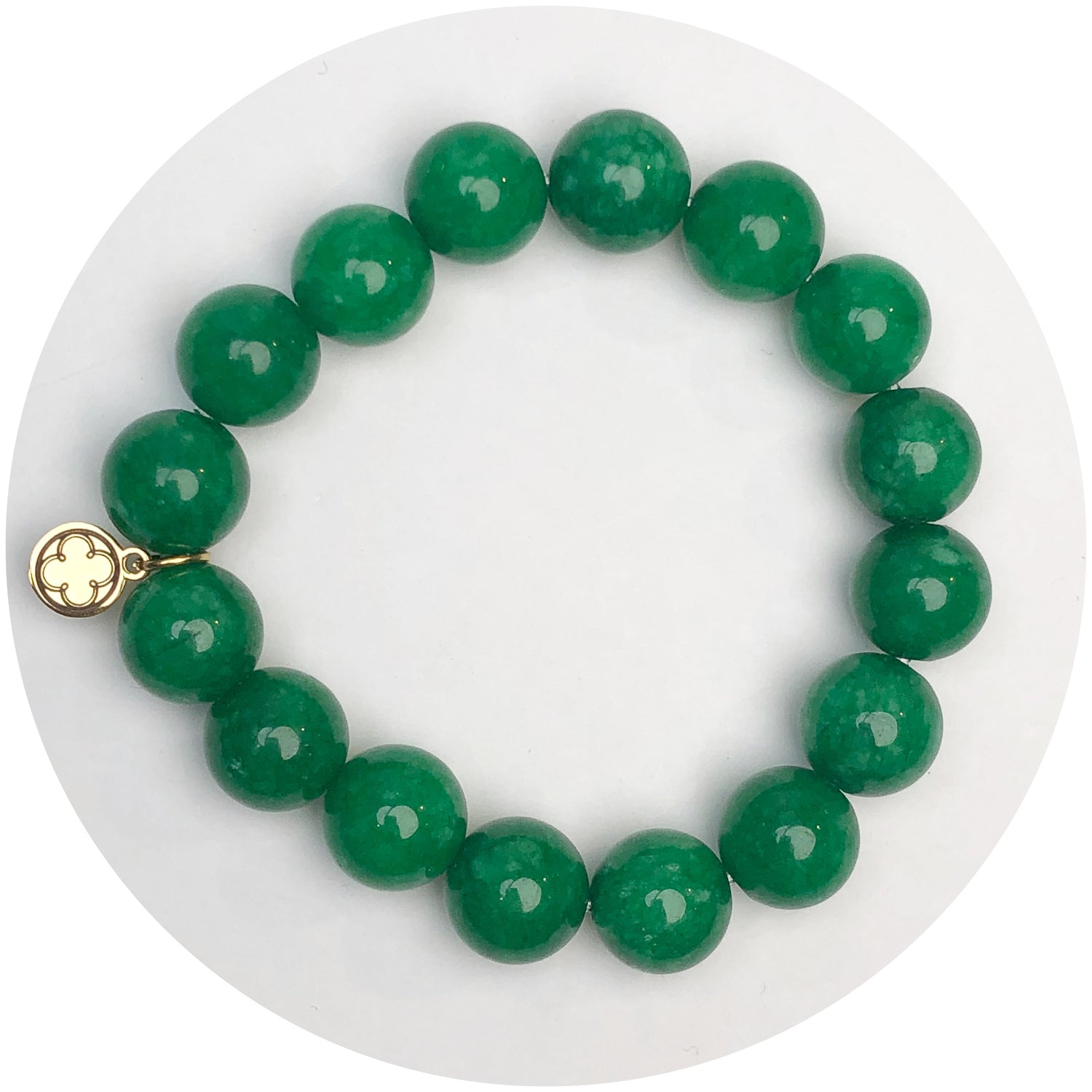 Emerald Green Jade Beaded Bracelet