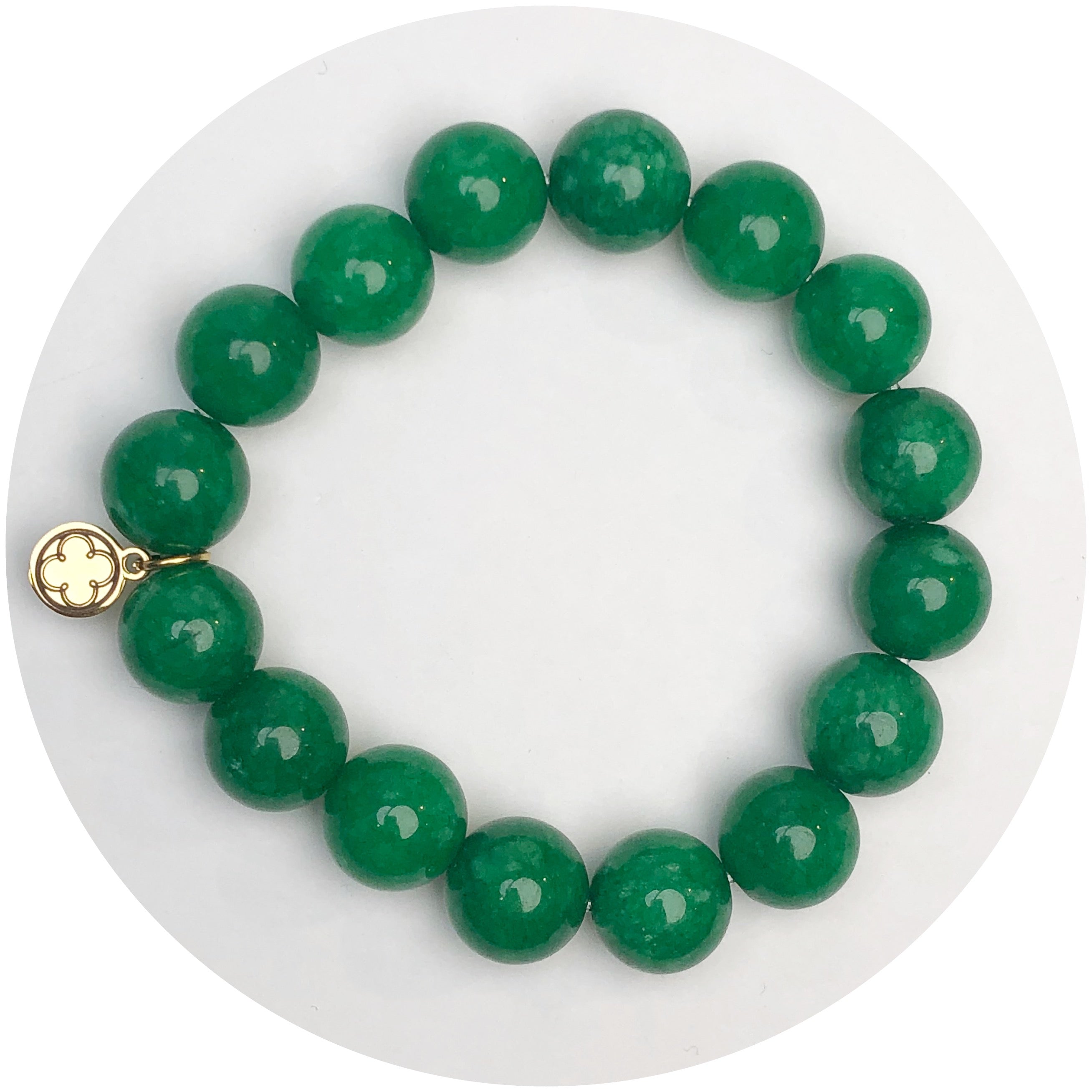 Emerald Green Jade Beaded Bracelet