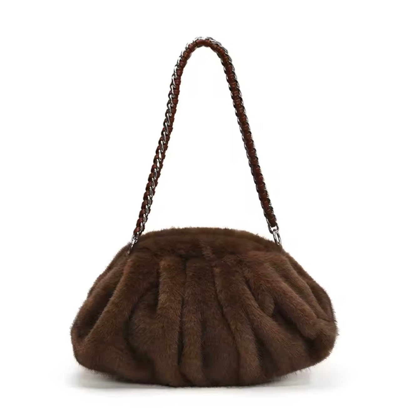 La Nuvola Brown Faux Mink Bag