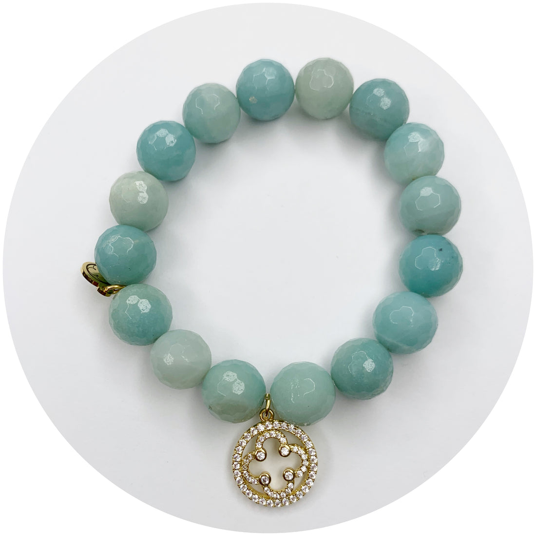 Amazonite Light with Pavé Gold Clover
