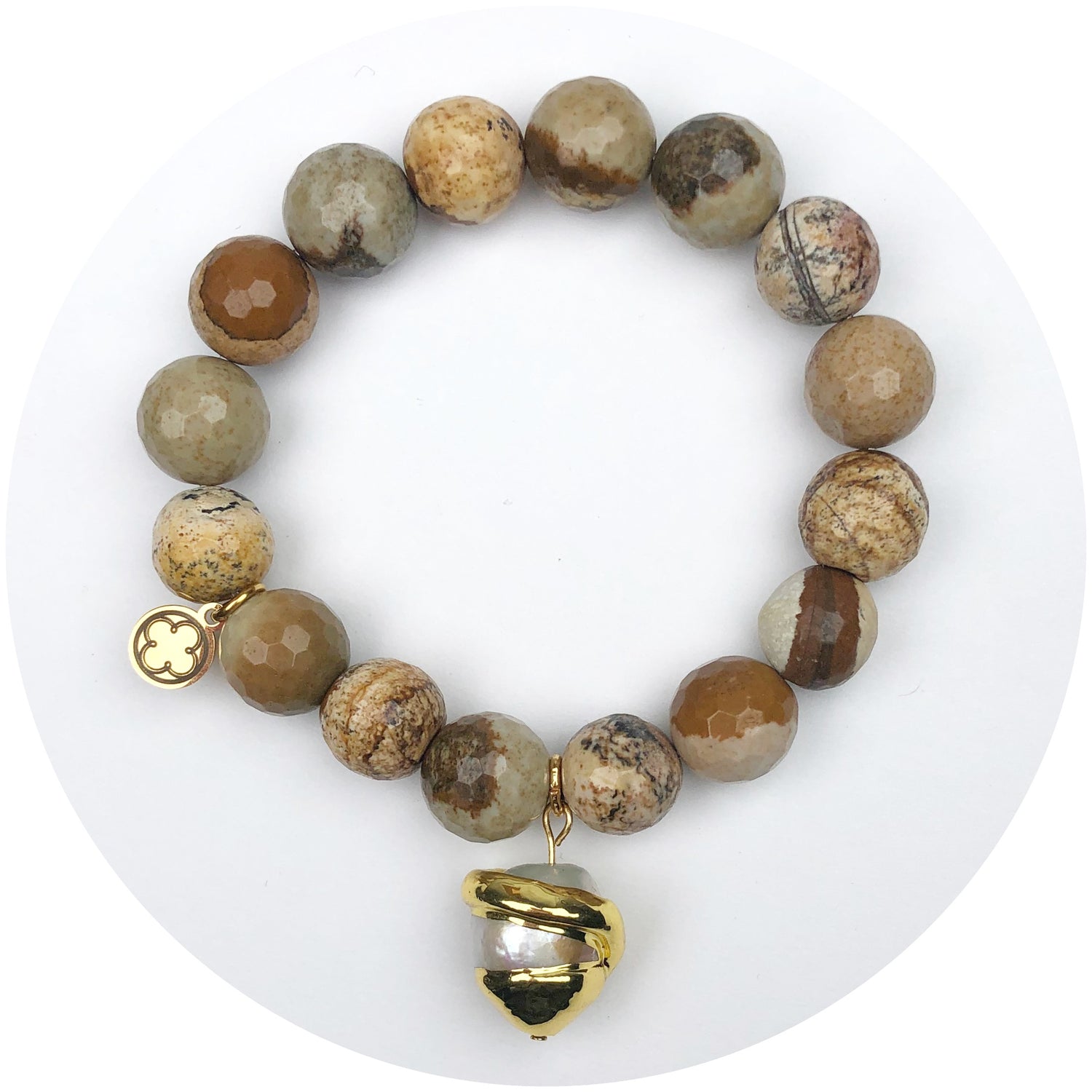 Dessert Stone with Pearl Bezel Pendant