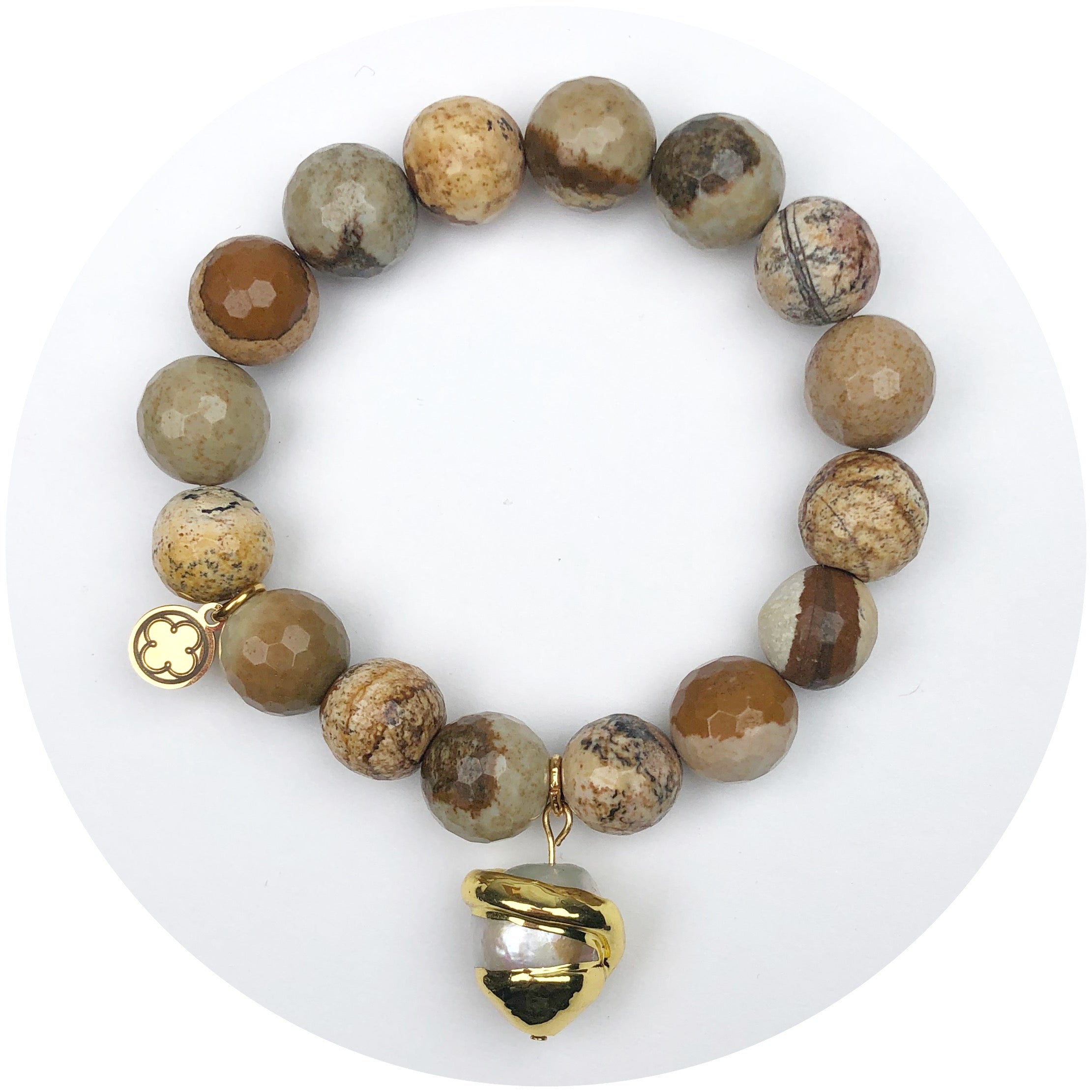 Dessert Stone with Pearl Bezel Pendant