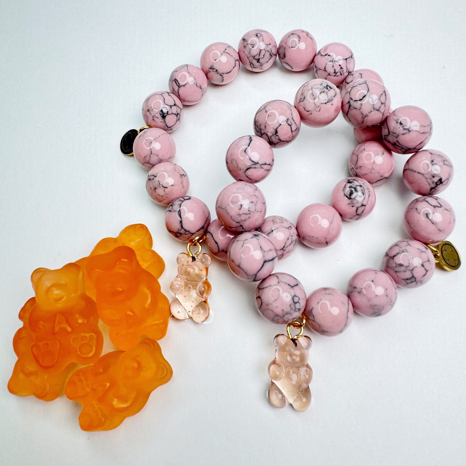 Light Pink Howlite with Pink Murano Glass Gummy Bear – Oriana Lamarca ...