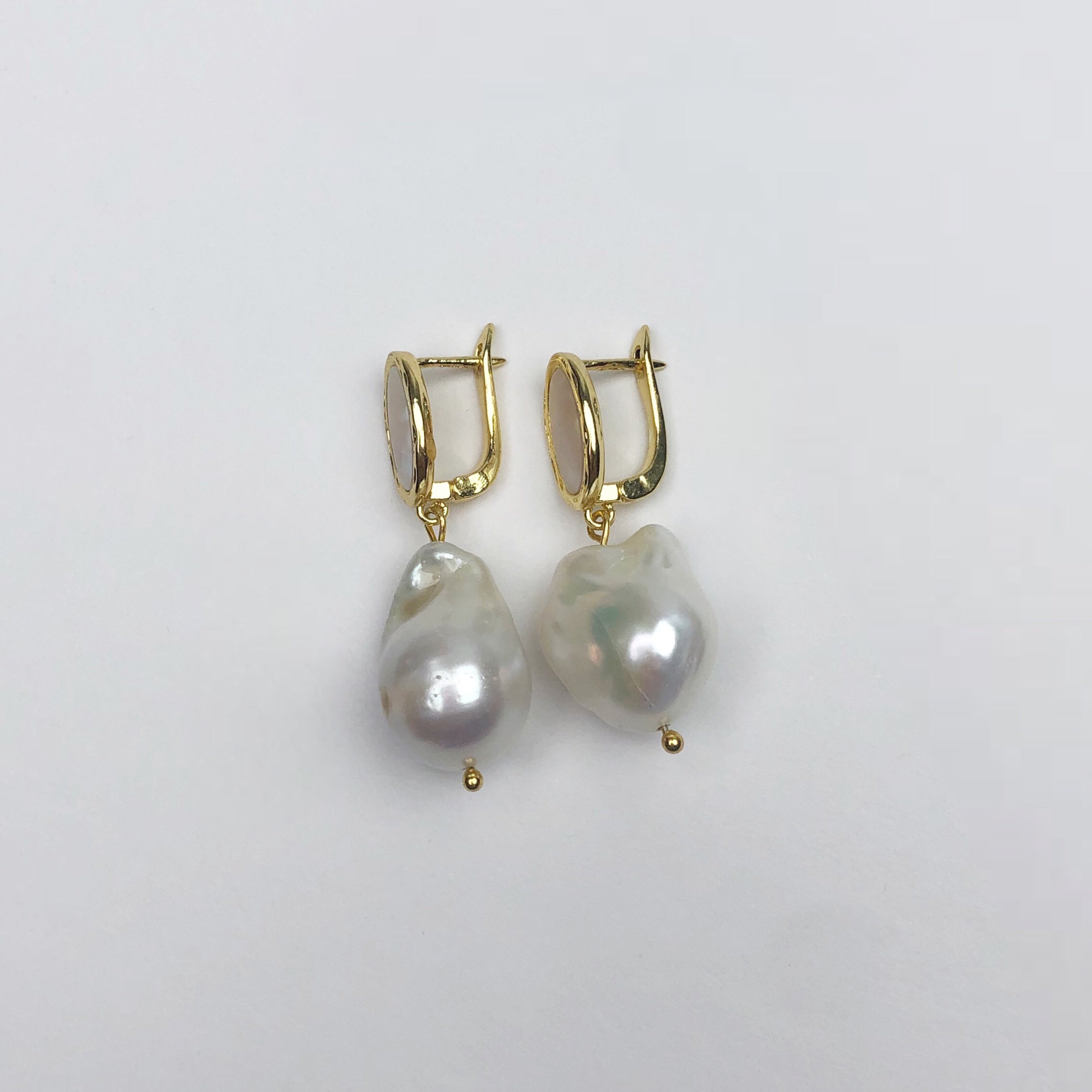 Molten Mother of Pearl with Gold Baroque Pearl Earring