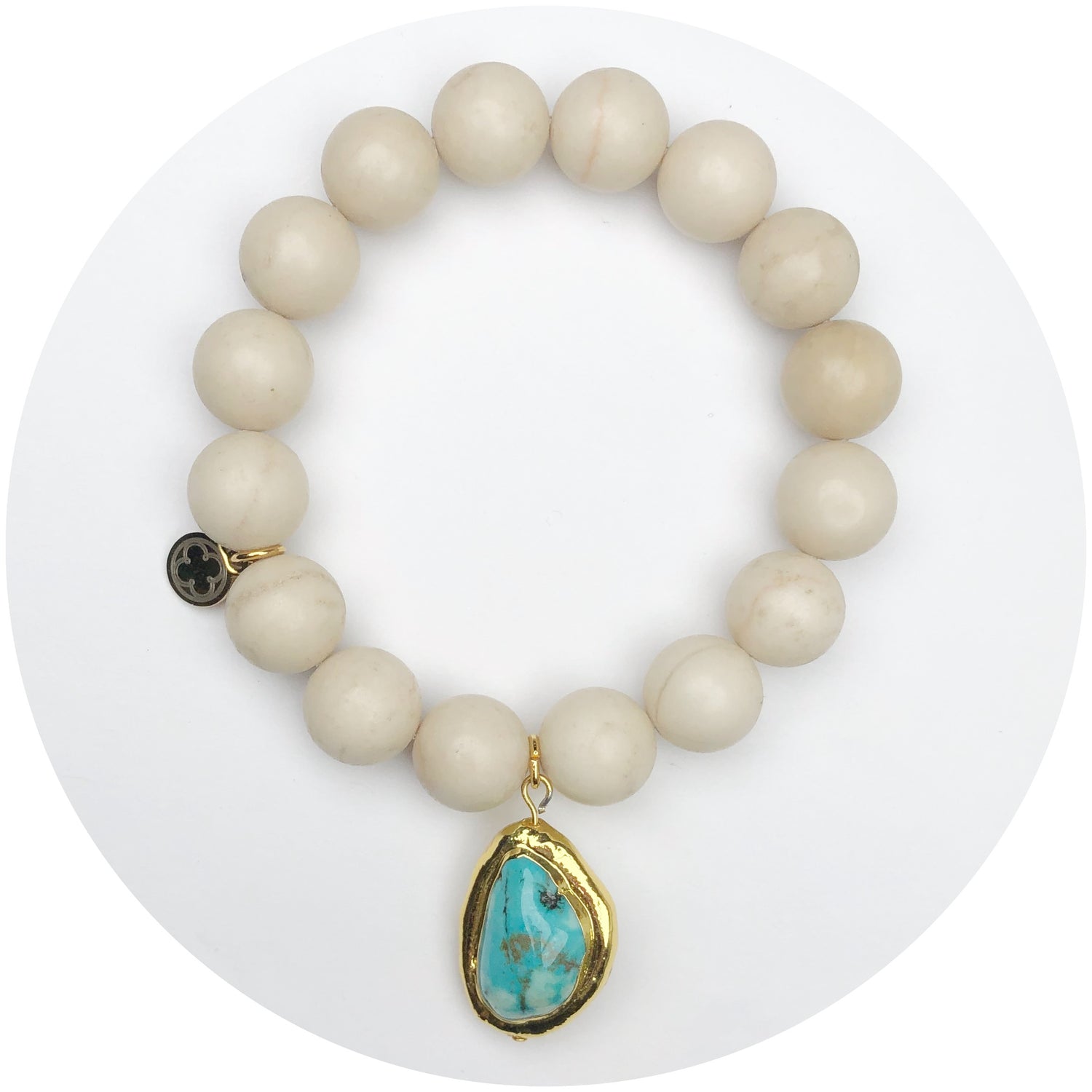 Cinnamon Jade with Turquoise Bezel Nugget Pendant