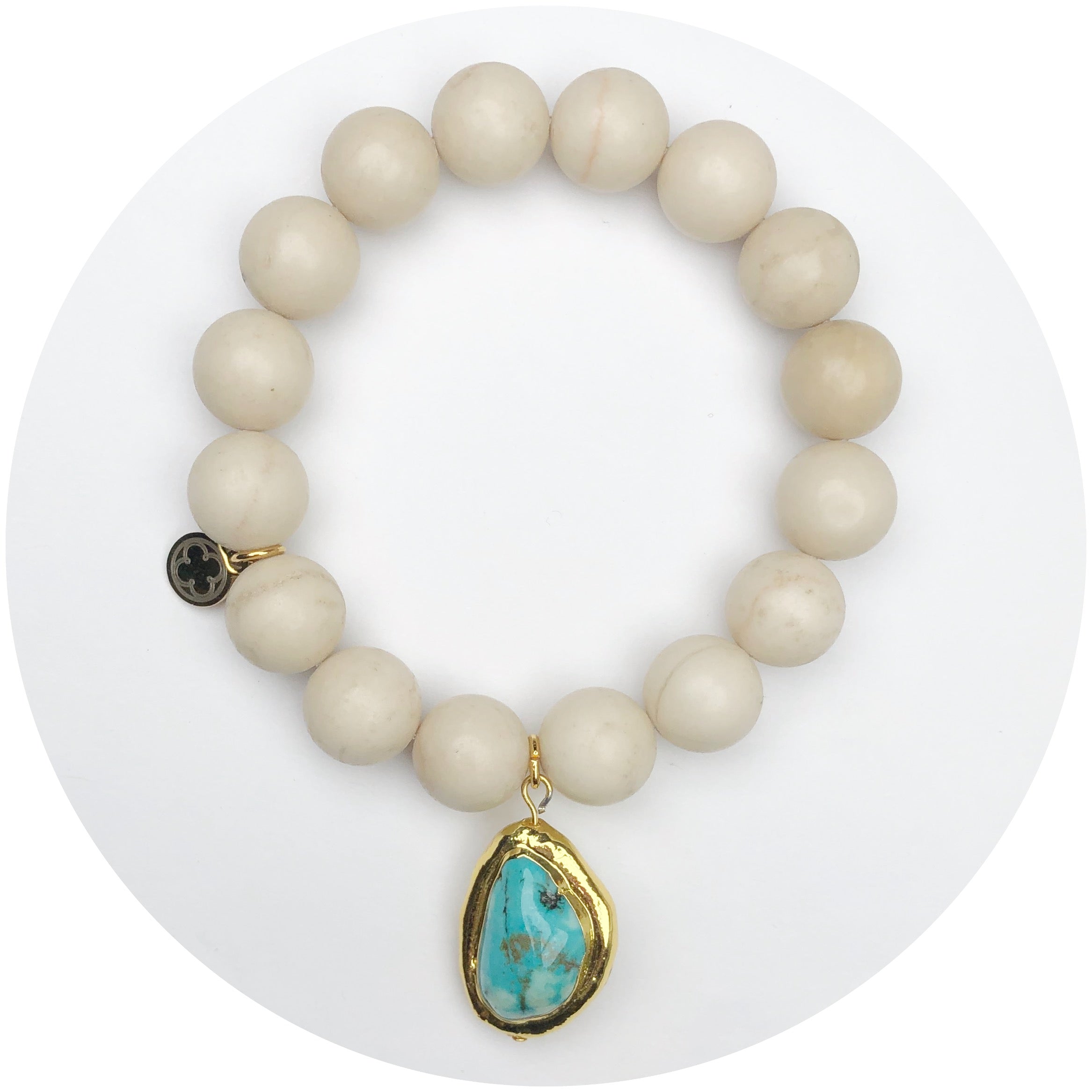 Cinnamon Jade with Turquoise Bezel Nugget Pendant