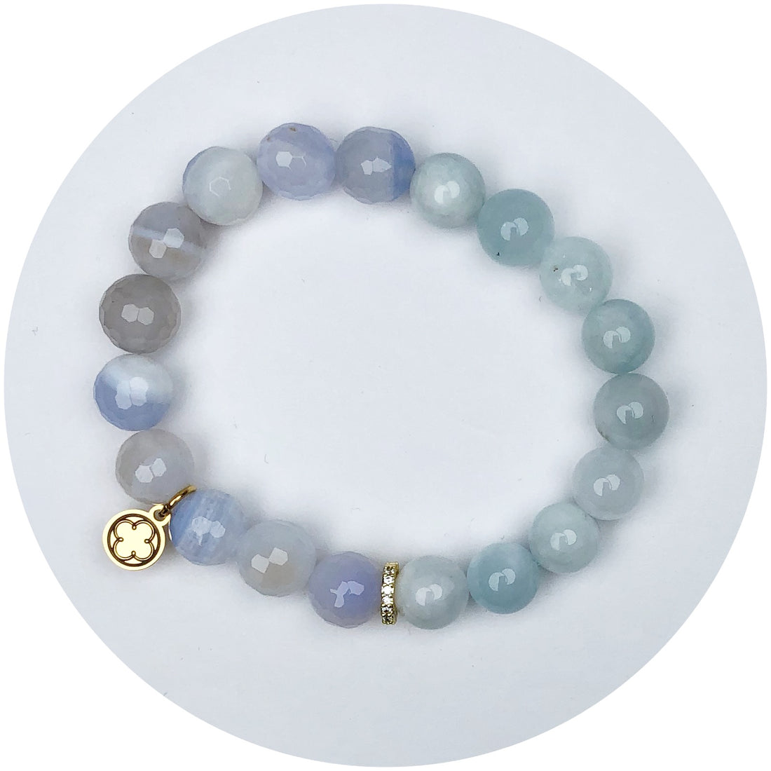 Periwinkle Jade and Aquamarine with Pavé Gold Spacer
